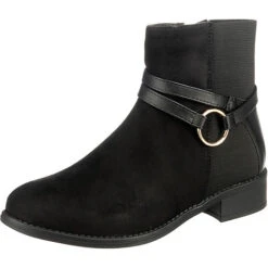 Classic Ankle Boots Mit Riemchendetail - Schwarz