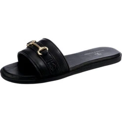 J&F Golden Detail Pantoletten - Schwarz