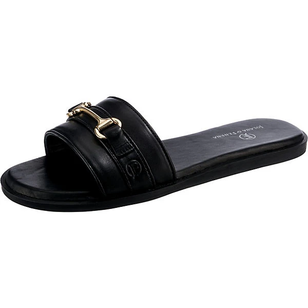 J&F Golden Detail Pantoletten - Schwarz