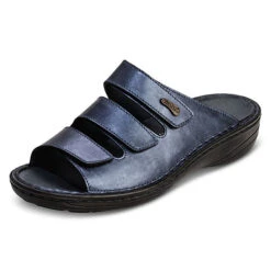 Sandale Damenschuhe - Damen Pantolette Mit Kleinem Absatz - Damenschuhe Sommer Aus Softnappaleder - Sandale Damen Klettverschluss Damen Pantolette Leder