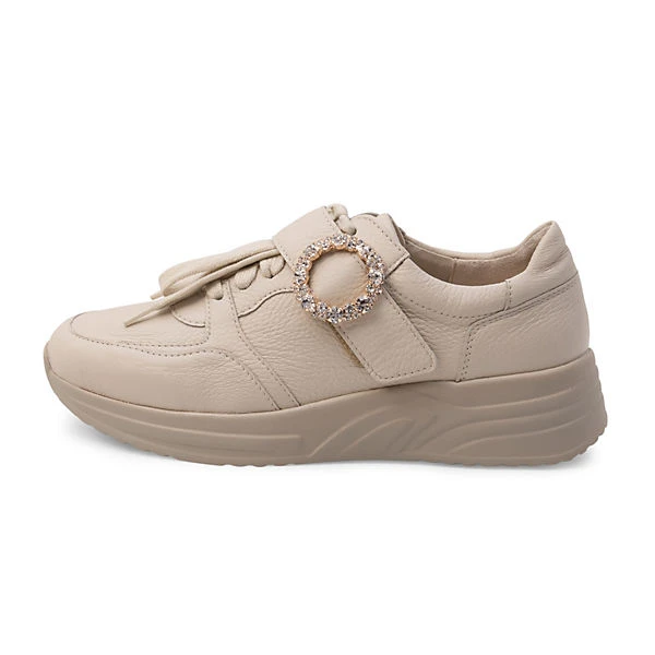 Turnschuhe Damen Leder - Plateau Sneaker Damen Leder - Halbschuhe Damen Mit Absatz - Sneaker Damen Leder Mit Schmuckring Damen Sneakers Leder – Bild 2