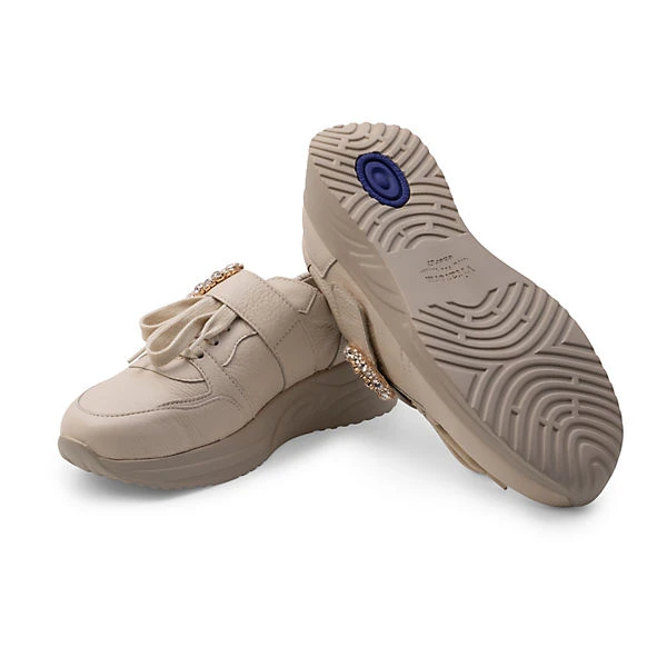 Turnschuhe Damen Leder - Plateau Sneaker Damen Leder - Halbschuhe Damen Mit Absatz - Sneaker Damen Leder Mit Schmuckring Damen Sneakers Leder – Bild 3