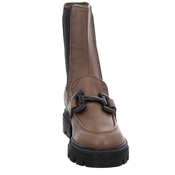 MJUS Damen Stiefeletten Schuhe Chelsea Boots Elegant Freizeit Schmuckelemente Glattleder Uni Plateau-Stiefeletten - Braun – Bild 3