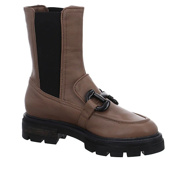 MJUS Damen Stiefeletten Schuhe Chelsea Boots Elegant Freizeit Schmuckelemente Glattleder Uni Plateau-Stiefeletten - Braun – Bild 6