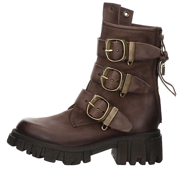 A.S.98 Damen Stiefeletten Schuhe Boots Elegant Freizeit Glattleder Uni Plateau-Stiefeletten - Braun – Bild 2