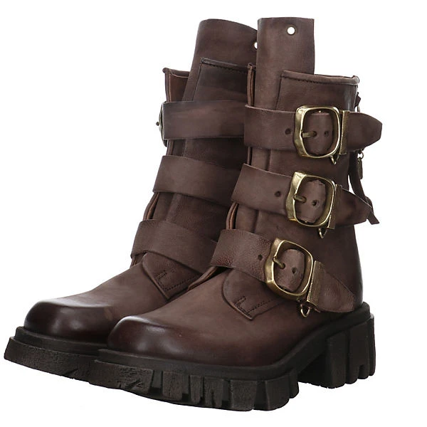 A.S.98 Damen Stiefeletten Schuhe Boots Elegant Freizeit Glattleder Uni Plateau-Stiefeletten - Braun – Bild 10