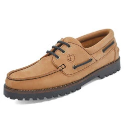 Herren Bootsschuhe Lamu Kamel Und Braun Nubukleder - Braun