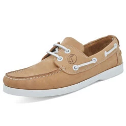 Damen Bootsschuhe Noordhoek Nubukleder Kamel Und Weiß - Braun