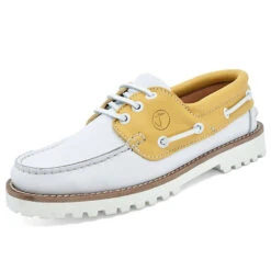 Damen Bootsschuhe Quirimbas Leder Gelb Und Weiß - Weiß