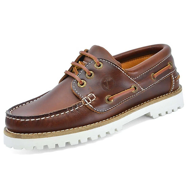 Damen Bootsschuhe Alankuda Leder Braun Und Weiß - Braun