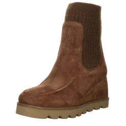 Unisa Damen Stiefeletten Schuhe Leysa Keilstiefelette Elegant Freizeit Veloursleder Uni Klassische Stiefeletten - Braun