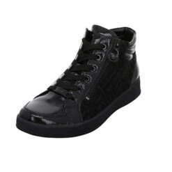 Ara Damen Stiefeletten Schuhe Rom ST Highsoft Sneaker Elegant Freizeit Lederkombination Bedruckt Schnürstiefeletten - Schwarz