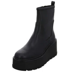 Guess Damen Stiefeletten Schuhe Lacia Boots Elegant Freizeit Glattleder Uni Plateau-Stiefeletten - Schwarz