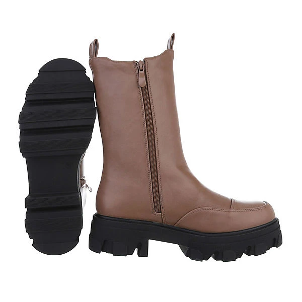 Plateaustiefeletten Reißverschluss, Blockabsatz, – Bild 2
