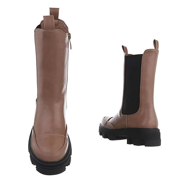 Plateaustiefeletten Reißverschluss, Blockabsatz, – Bild 3