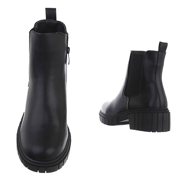 Plateaustiefeletten Reißverschluss, Blockabsatz, Kette – Bild 3