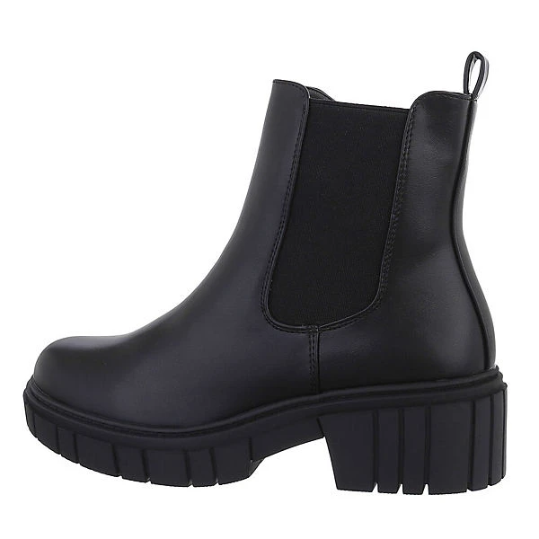 Plateaustiefeletten Reißverschluss, Blockabsatz, Kette – Bild 4